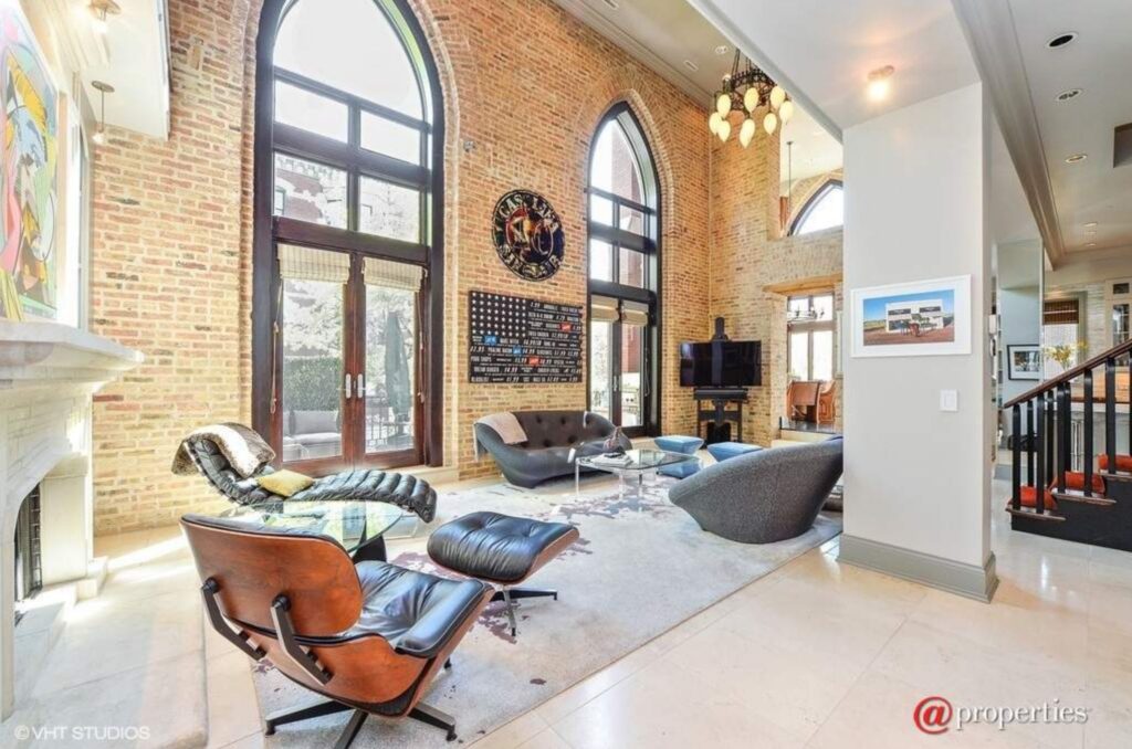 Converted church in Chicago living room