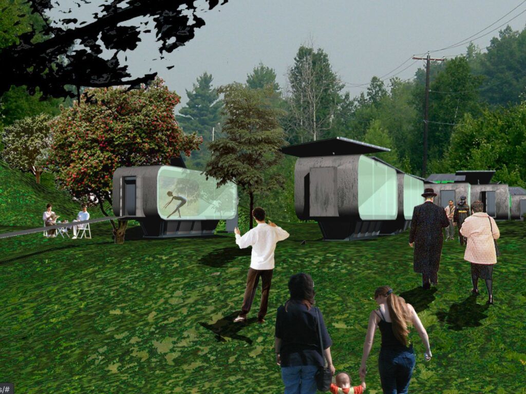 Futuristic trailers Self sufficient modules in landscape