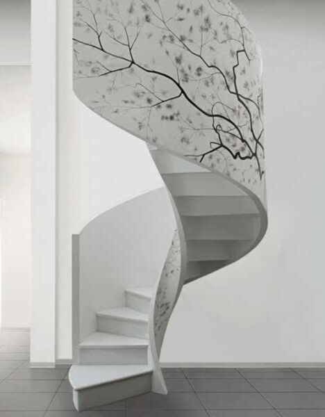 Winding decorative painted stairs