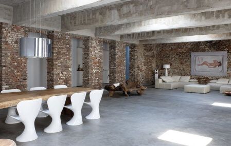 AABE Dusseldorf living area brick and concrete