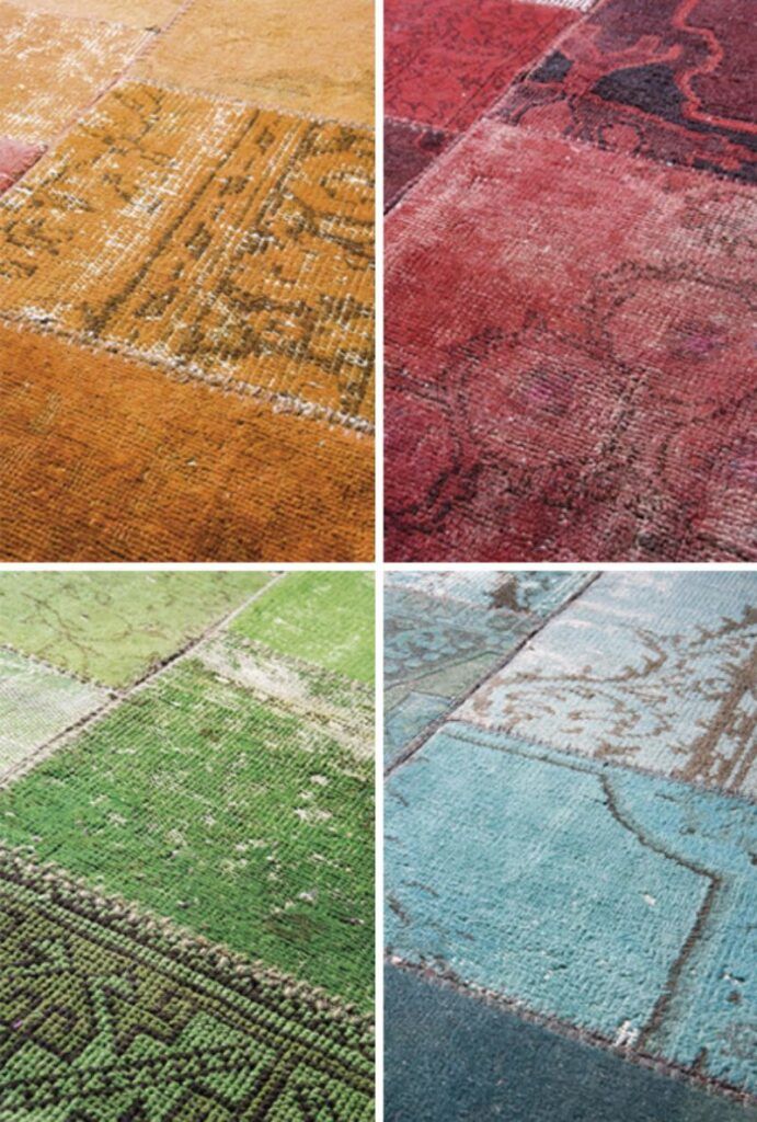 antique rug patchwork cut dyed and sewn