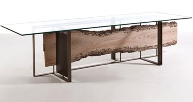 Raw wood natural dining table