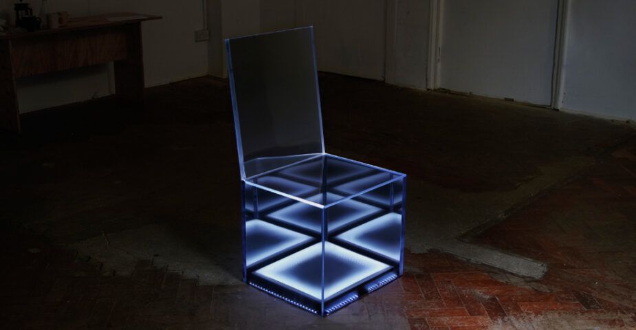 Affinity mirrored chair lights on