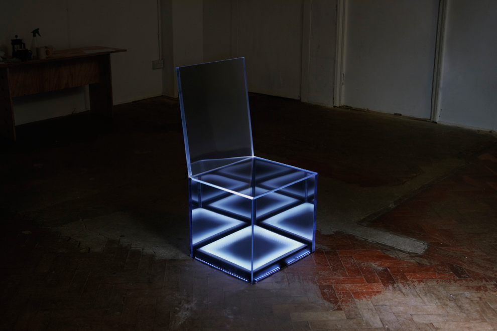 Affinity mirrored chair lights on