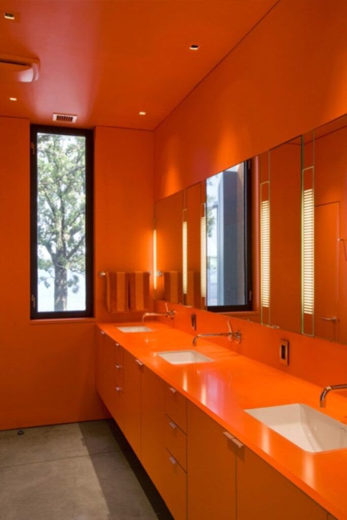 bold bathroom ideas bright orange