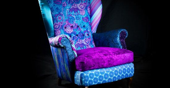 reupholstered recycled fabric chair