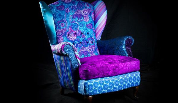 reupholstered recycled fabric chair