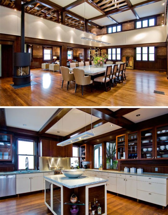 Church Converted to Luxury Home wood ceiling
