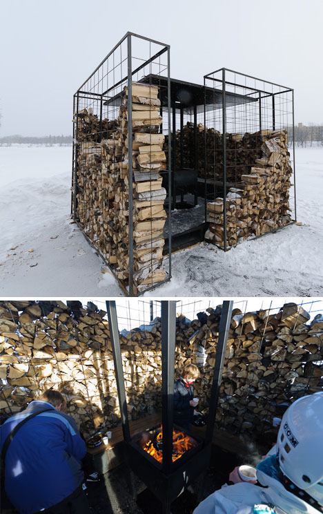 'Woodpile' Cabin: Log-Lined Fire Pit = Four-Season Shelter 
