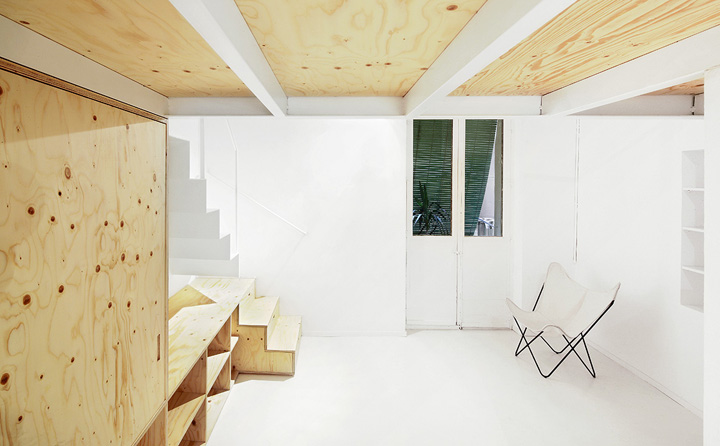 Built in plywood storage apartment