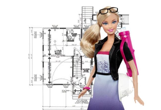 Architect Barbie with plans