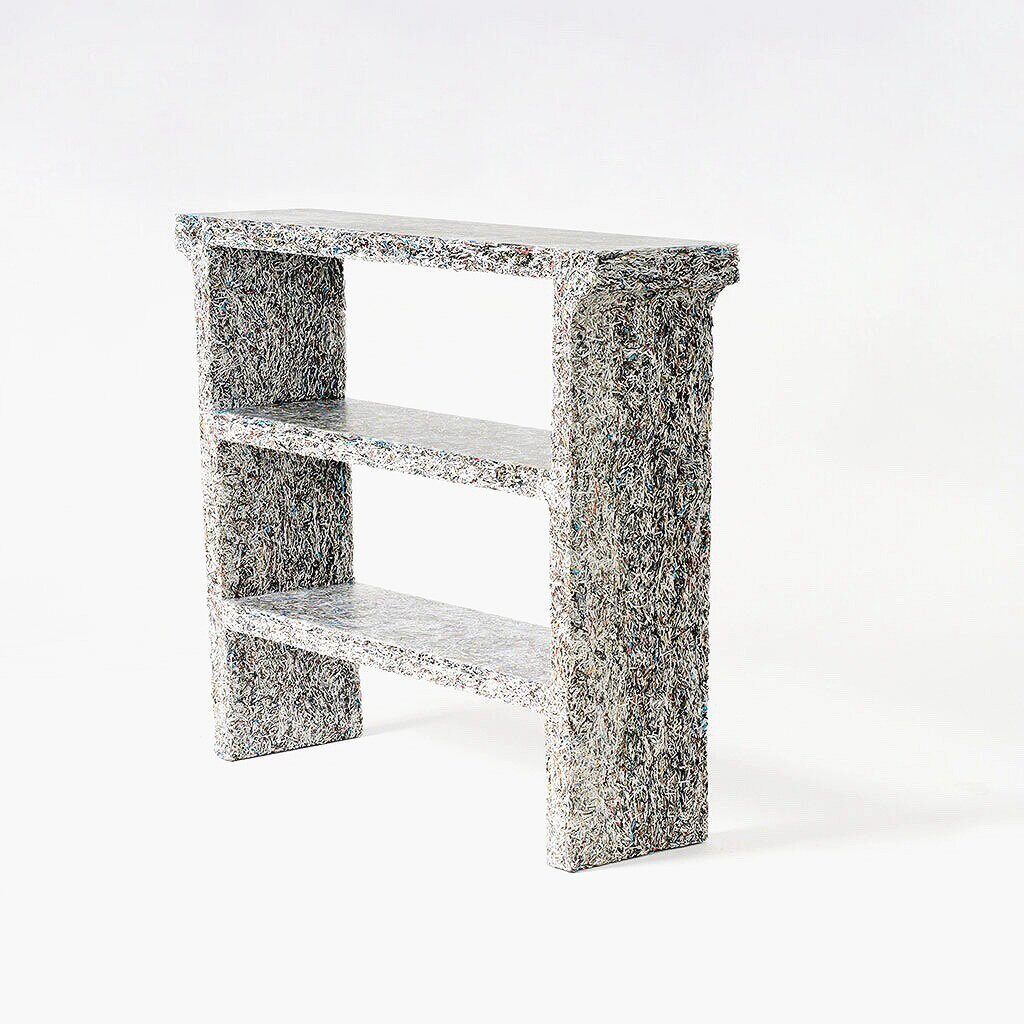 Shredded paper furniture console