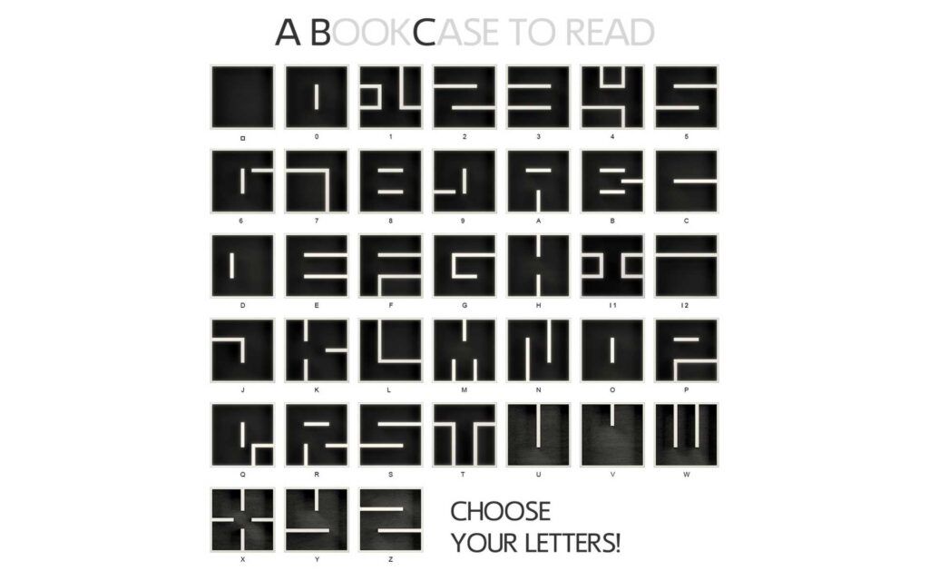 Saporiti ABC Bookcases typeface