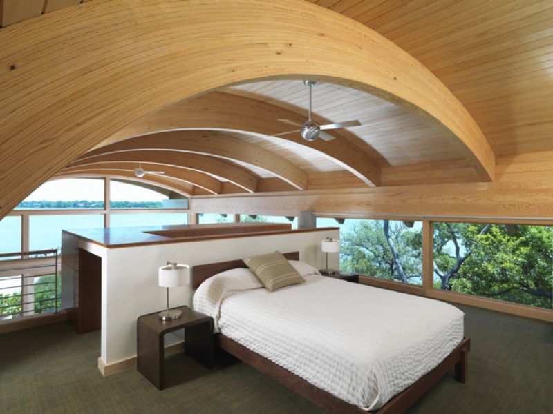 Wave shaped Florida home interior loft