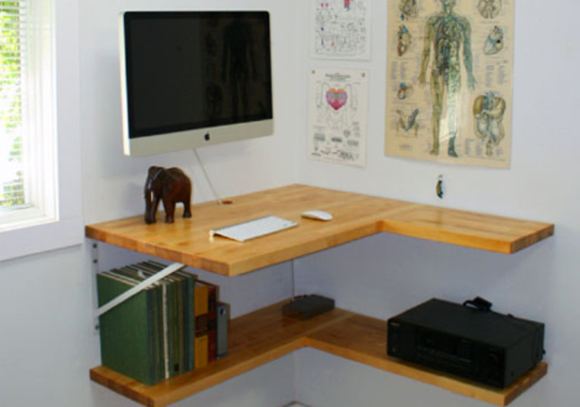 2 Diy Corner Desks With Shelves, Corner Desk With Shelves Above