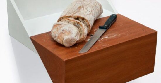 Secret bread box with knife handle open
