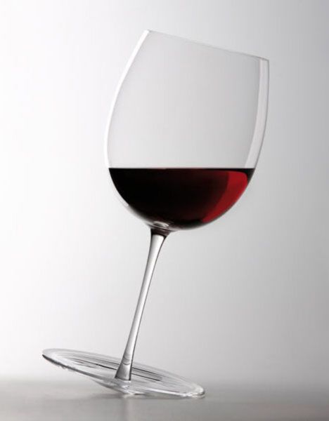 Custom tilted wine glass