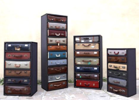 Dresser made of suitcases
