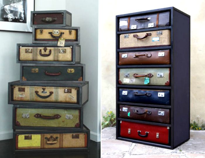 Recycled suitcase dresser design