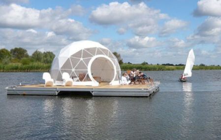 Geodesic dome home on the water