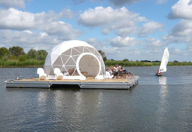 Geodesic dome home on the water
