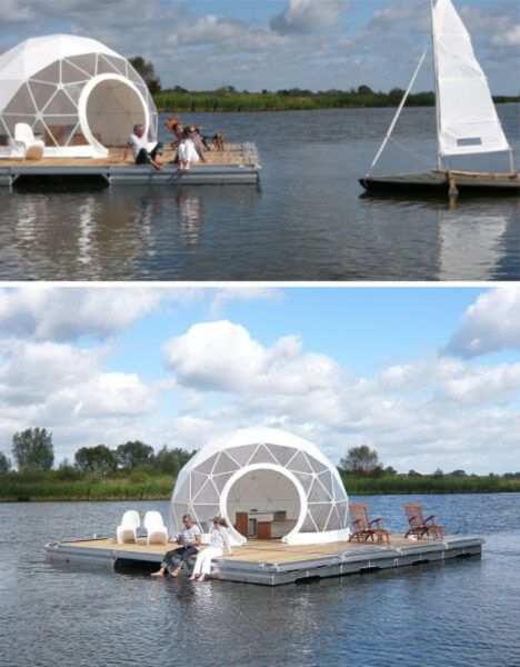 Dome shaped houseboat