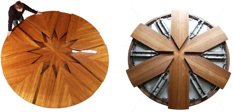 High Tech Dining Table Rotates, Expanding Round Table Mechanism