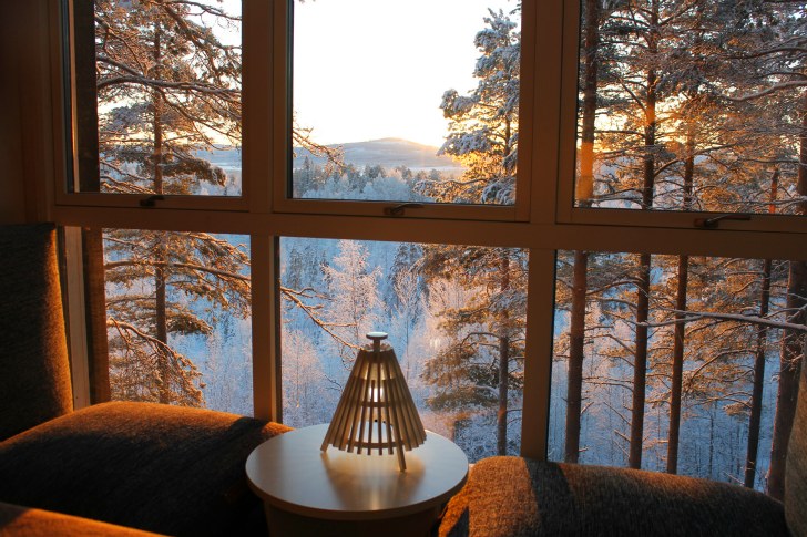 The Cabin Treehotel Sweden living room view