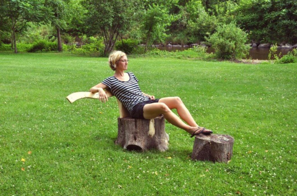 Two Stumps and an Axe outdoor lounger wood