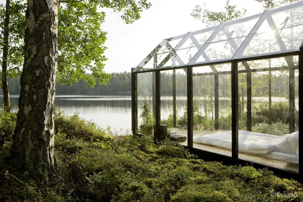 greenhouse overlooking lake