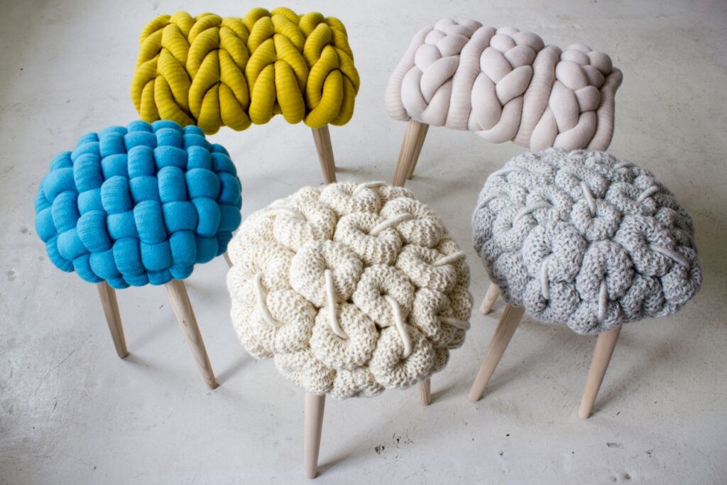 Oversized knits by Claire O'Brien - stools