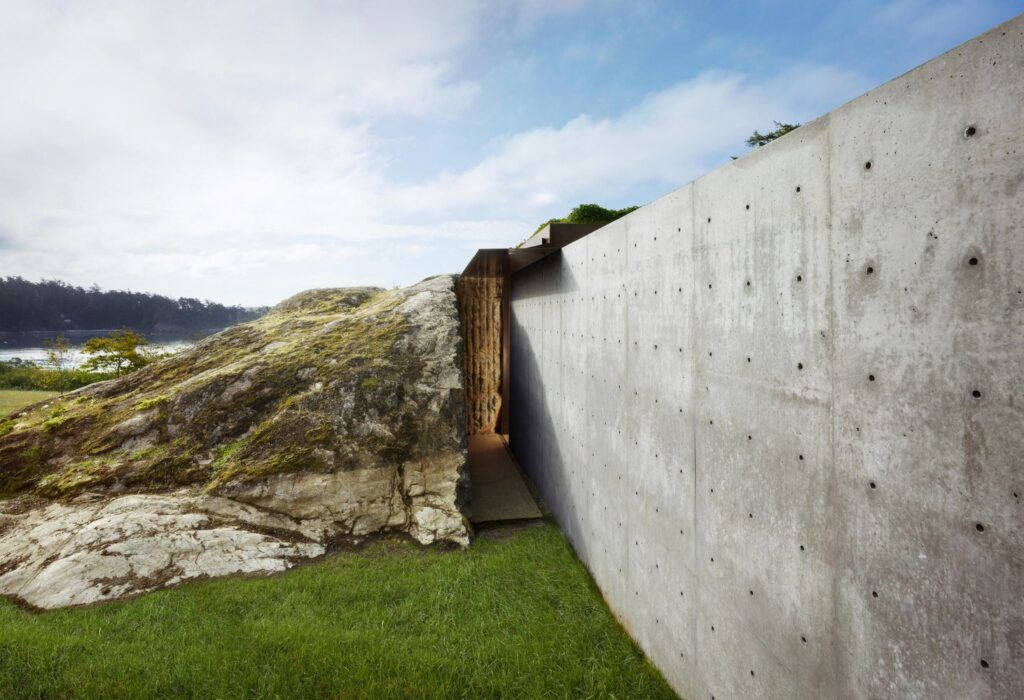 San Juan Islands Retreat Olson Kundig concrete wall