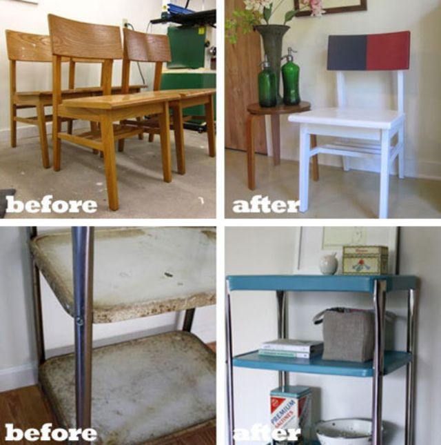 before and after furniture painting