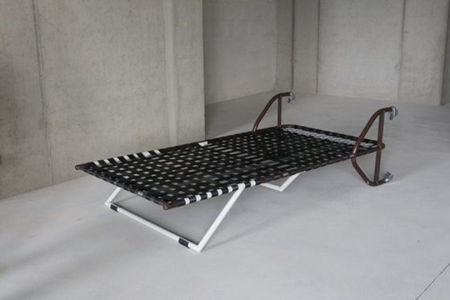 bed frame made of seatbelts