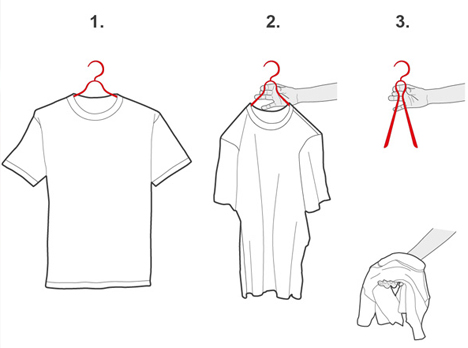 In a Pinch: Simple Squeeze-to-Fold Clothes Hanger Concept