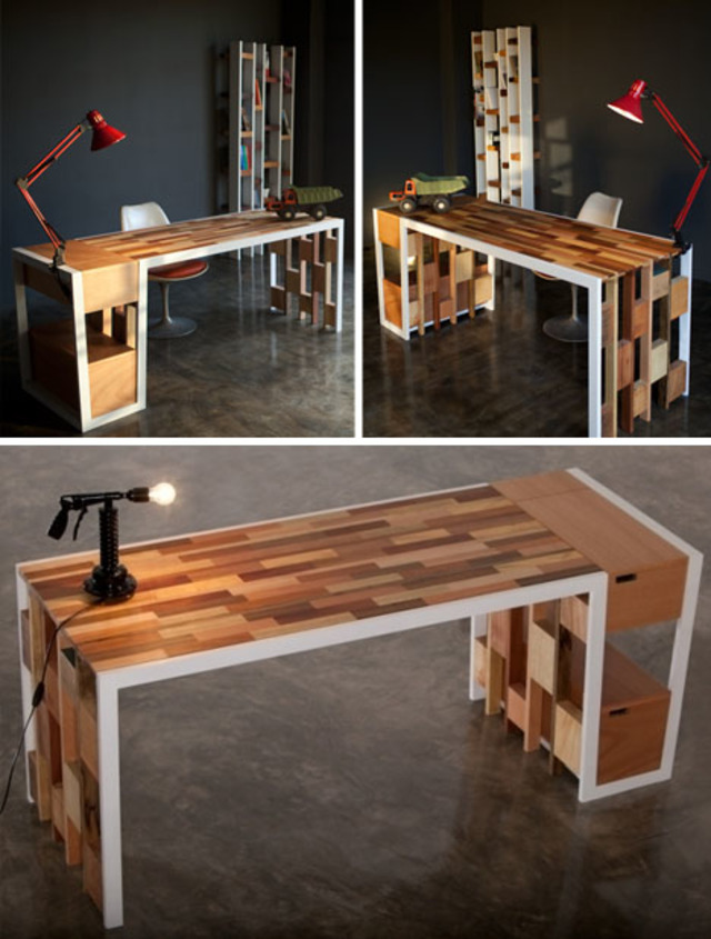 Desk made of patchwork wood