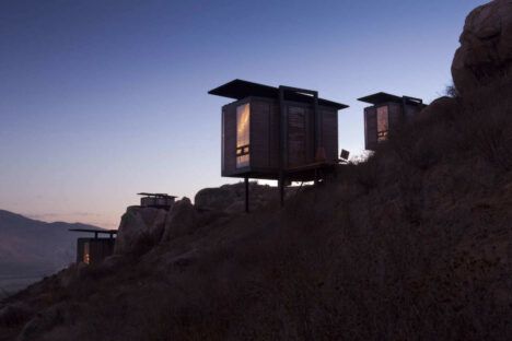 Tiny cabin at dusk