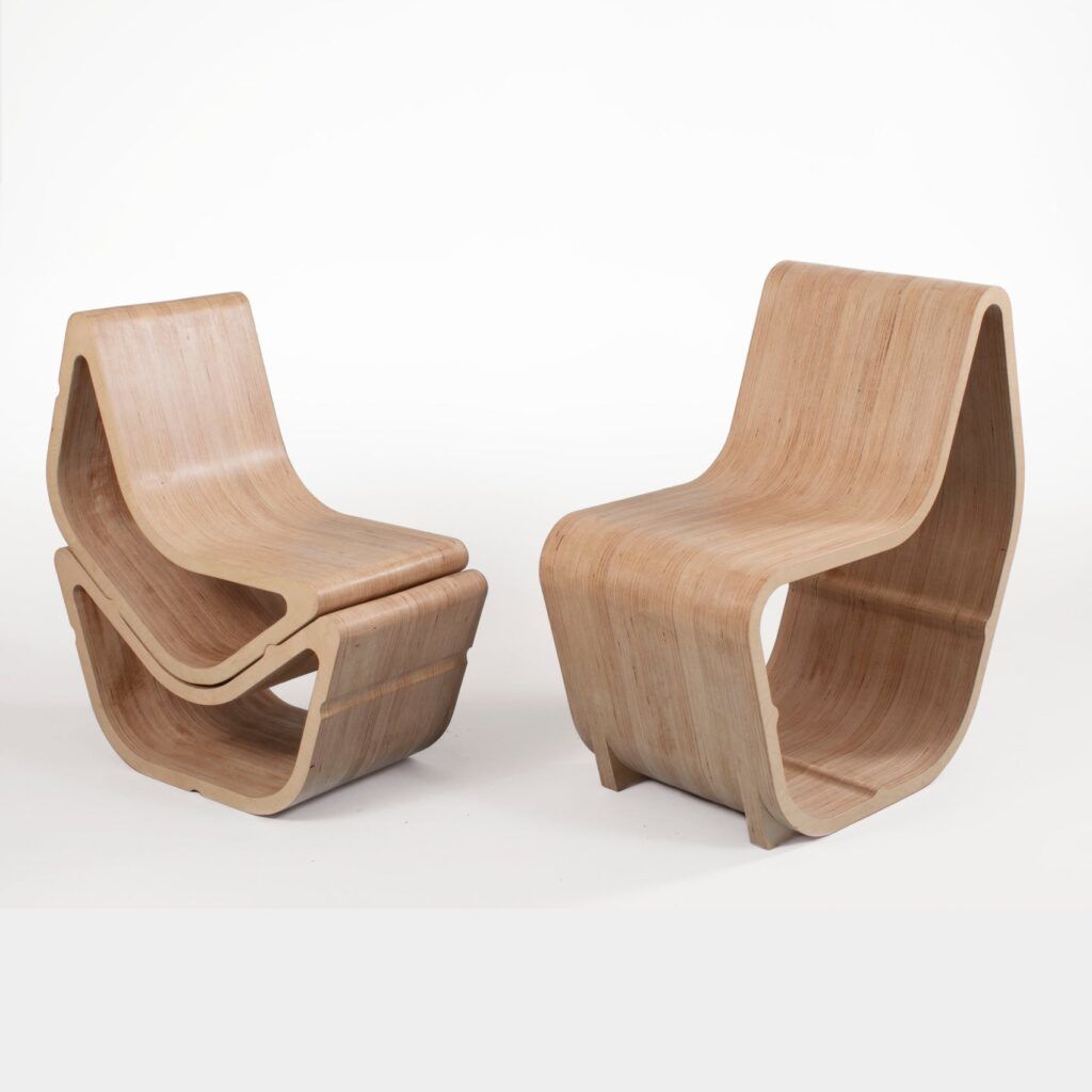 Balanced Plywood Chair as two chairs