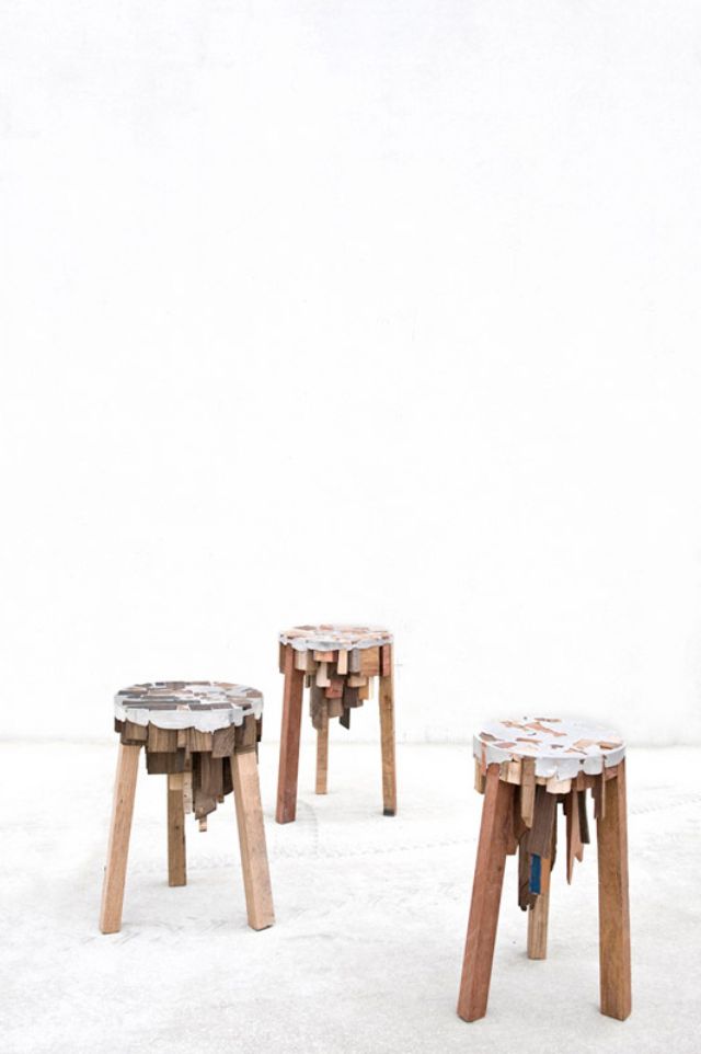 Scrap wood furniture stool