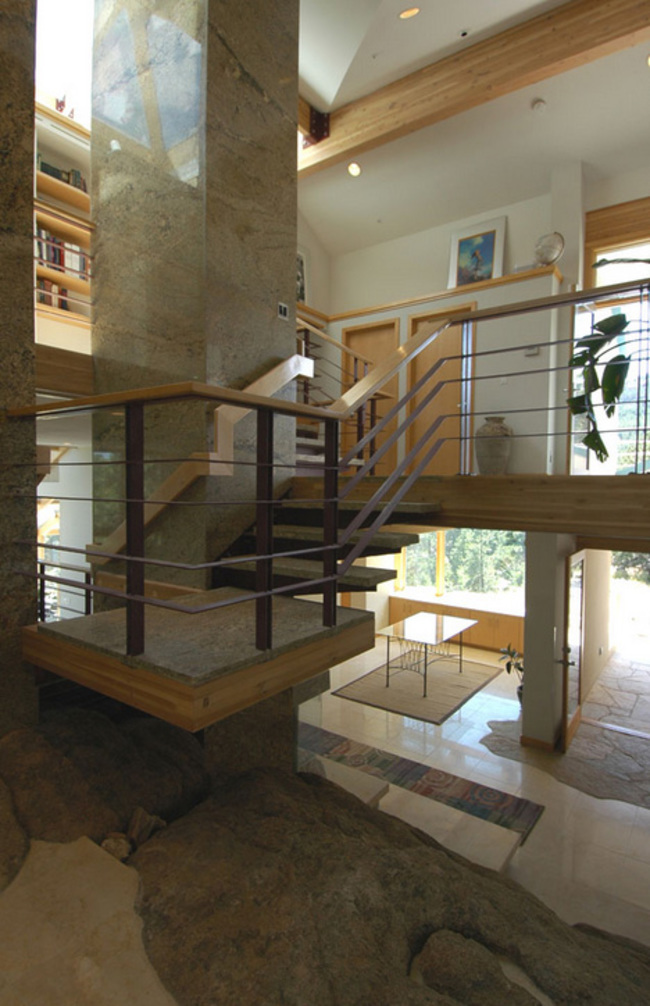 natural stone wood stairs