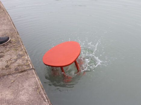 rubber table thrown in water