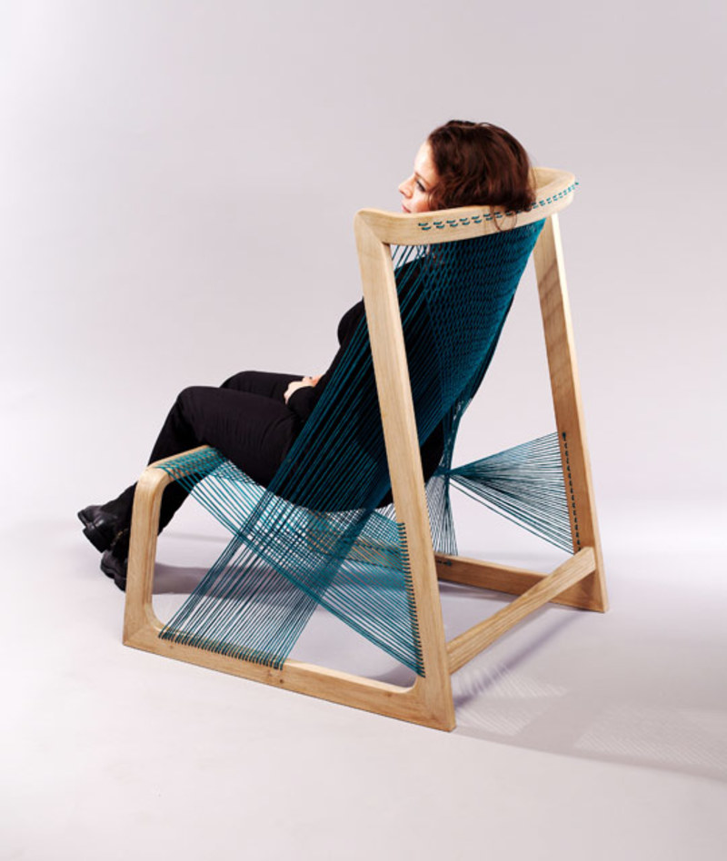 Seated in woven chair