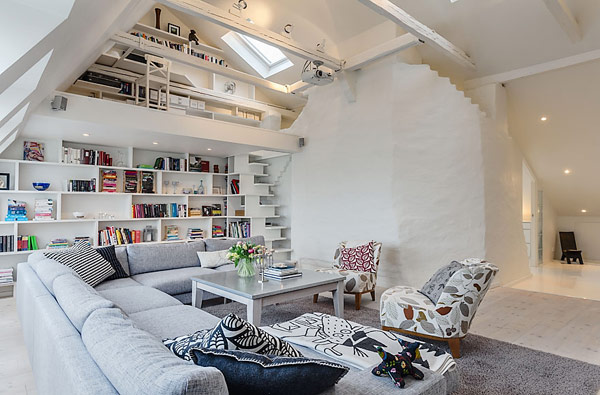 Small Airy Stockholm Attic Apartment Designs Ideas On Dornob   Contemporary Apartment 19 