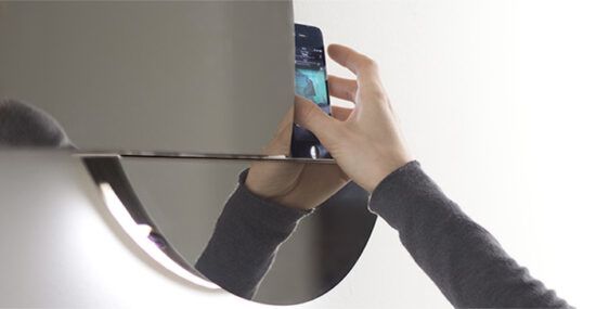 Wall mirror digital with iPod Dock musical feature