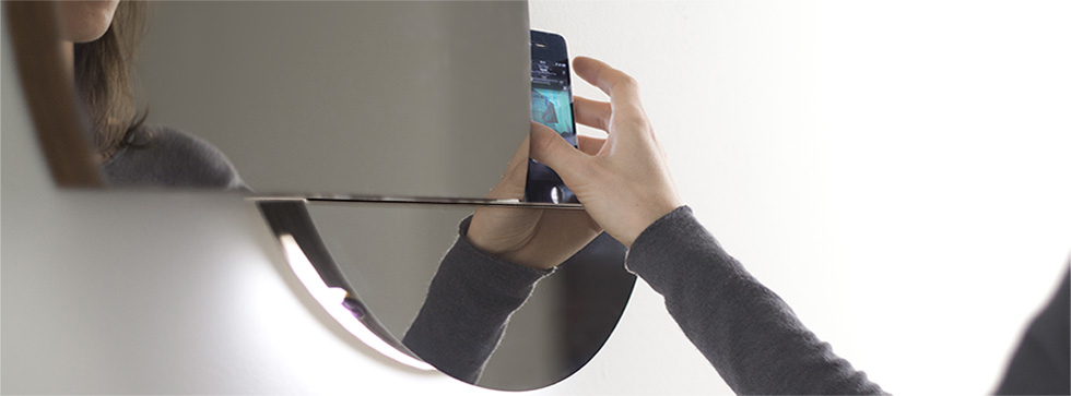 Wall mirror digital with iPod Dock musical feature