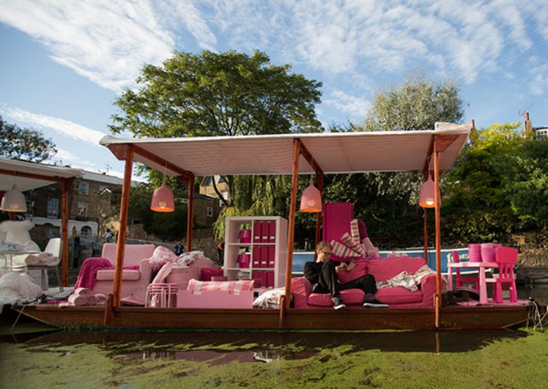 IKEA floating night market pink gondola