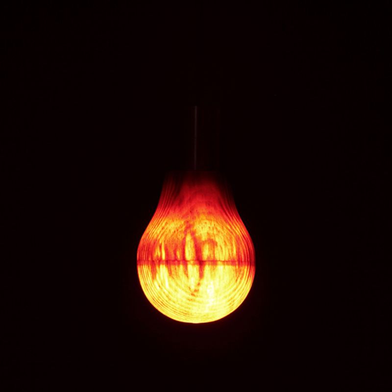 Wooden light bulb Ryosuke Fukusada glowing