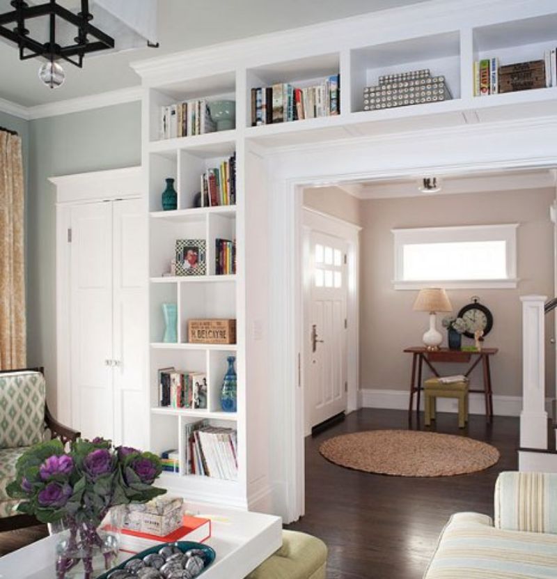 built-in bookshelves inspiration around a door