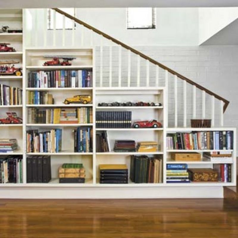built-in bookshelves inspiration stairway