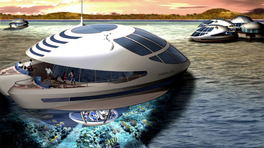 Futuristic floating home Trilobis